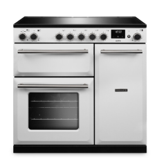 Rangemaster Aura 90cm Induction White (Paint) - Brushed Nickel