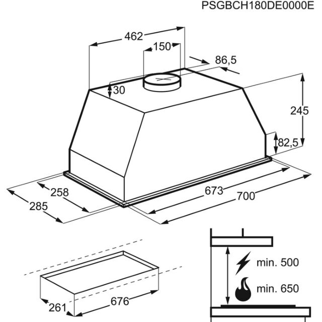 Aeg DGB3850M 
80cm Stainless Steel Canopy Hood
