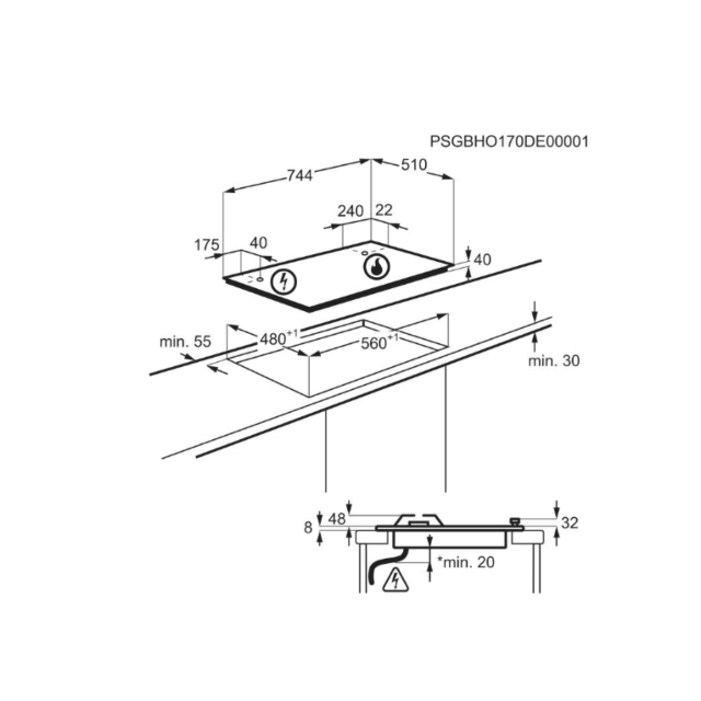 AEG HGX75400SM 75cm wide 5 burner gas hob