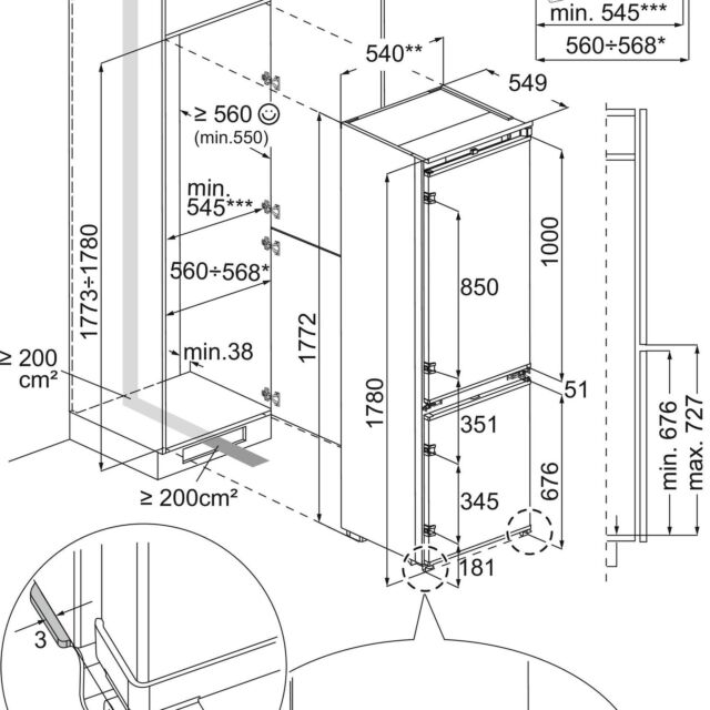 AEG NSC7T185ES 50/50 Integrated Fridge Freezer