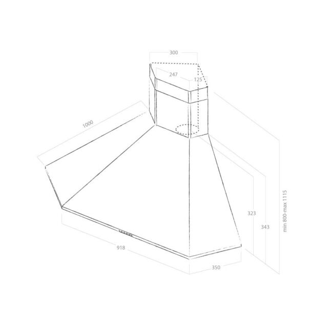 Elica ACUTA Acuta stainless steel 1000mm x 1000mm CORNER HOOD
