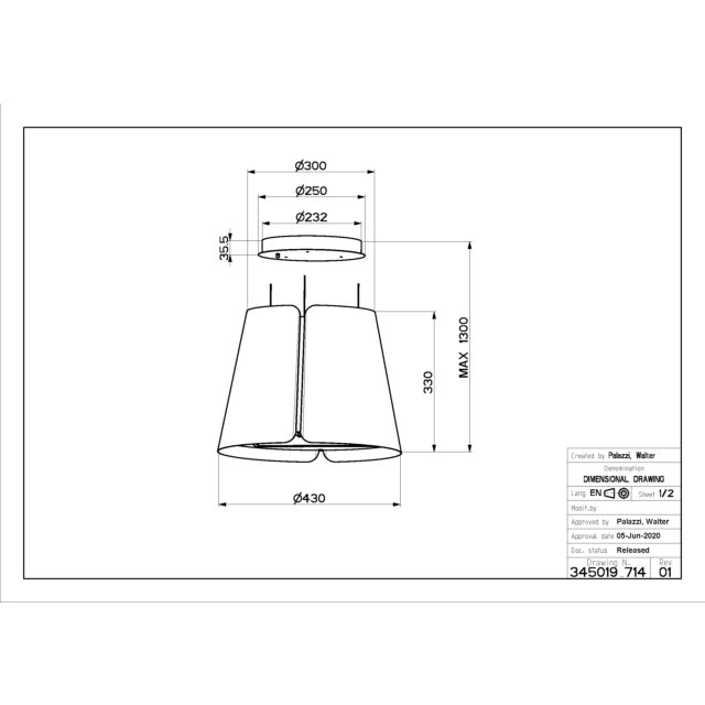 Faber Beat Pendant Island Extractor, Black.