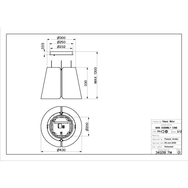 Faber Beat Pendant Island Extractor, Dark Grey 