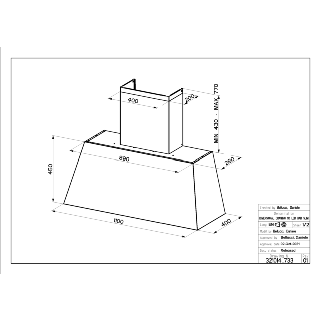 Faber CHLOE XL Wall Extractor, Country Grey.