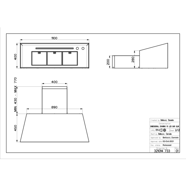Faber CHLOE XL Wall Extractor, Country Grey.