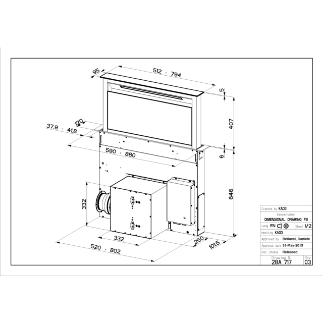 Faber Fabula Plus EV8+ WH A90 Downdraft Extractor
