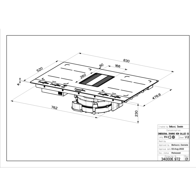 Faber GALILEO GLASS HE. 83cm Venting Induction Hob