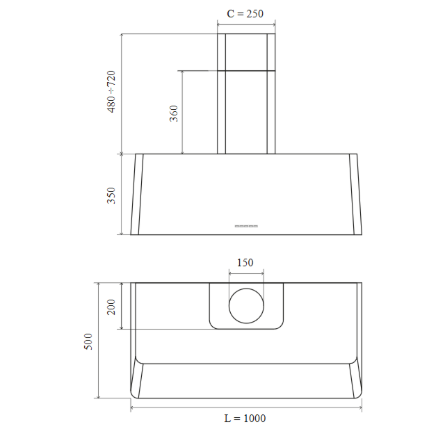 Ilve AG100/ 100cm Traditional Hood 