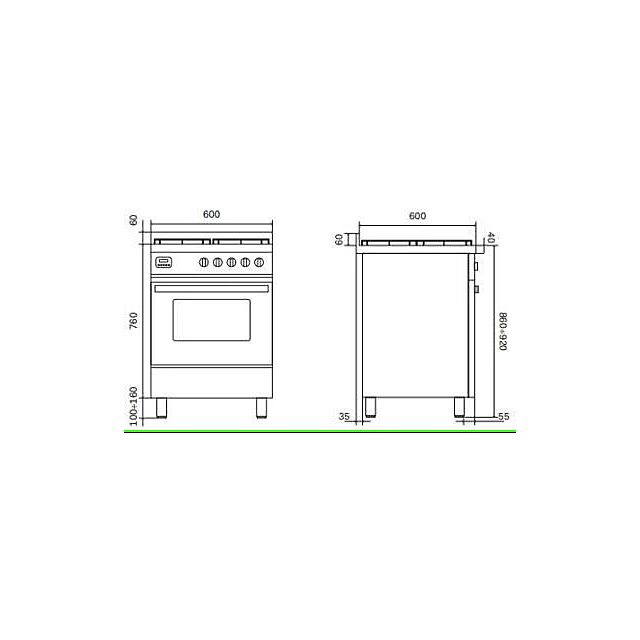 Ilve L06WM3 Torino 60cm Single 4 Gas Burners
