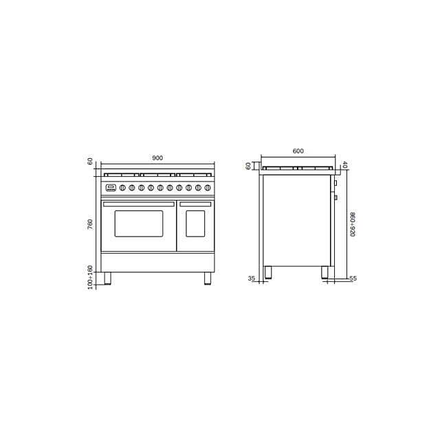 Ilve LDBI09WM3 Torino 90cm Twin 5 Zone Induction 