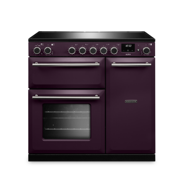 Rangemaster Aura 90cm Induction Plum - Brushed Nickel