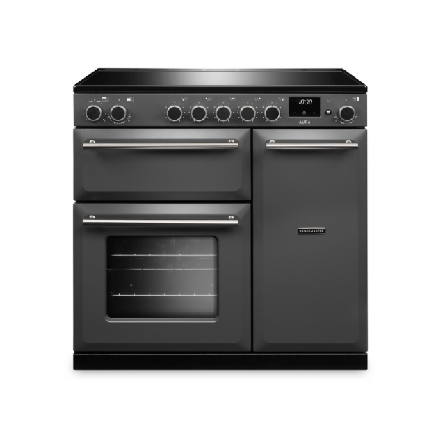 Rangemaster Aura 90cm Induction Slate (Paint) - Brushed Nickel