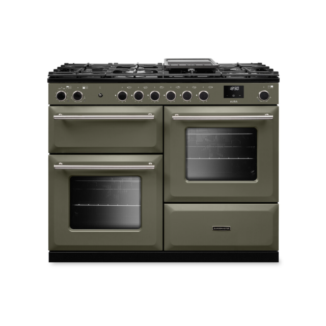 Rangemaster Aura 110cm Dual Fuel Riverbed - Brushed Nickel