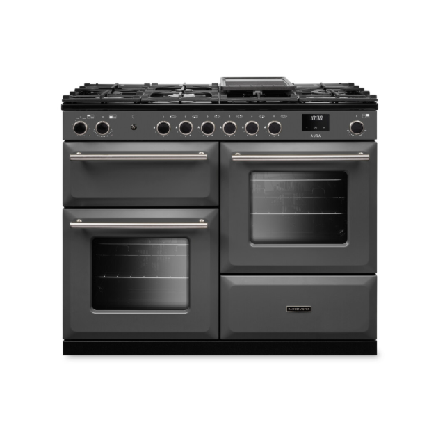 Rangemaster Aura 110cm Dual Fuel Slate - Brushed Nickel