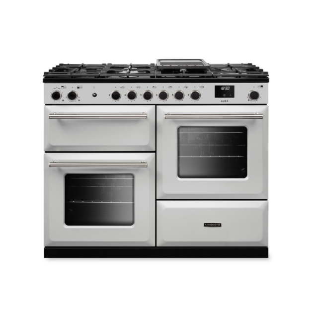 Rangemaster Aura 110cm Dual Fuel White - Brushed Nickel